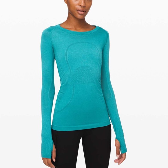 Lululemon Teal Long Sleeve Swiftly Tech 2.0 Hip length Size Womens 10 EUC - Picture 1 of 4